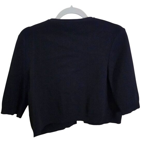 L.K. Bennett Sloane Blue CD Fern Cropped Cardigan Shrug Top Hook Closure Size M - Picture 2 of 5